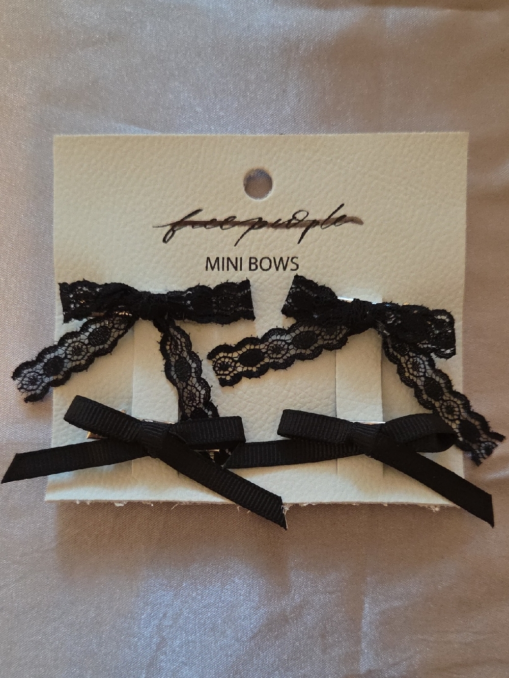Free People Black Lace and Grosgrain Mini Bows